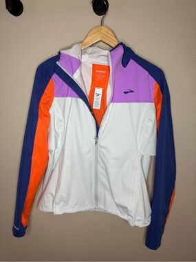 Brooks High Point Waterproof Running Jacket Size Large Hooded Trail Rain Shell